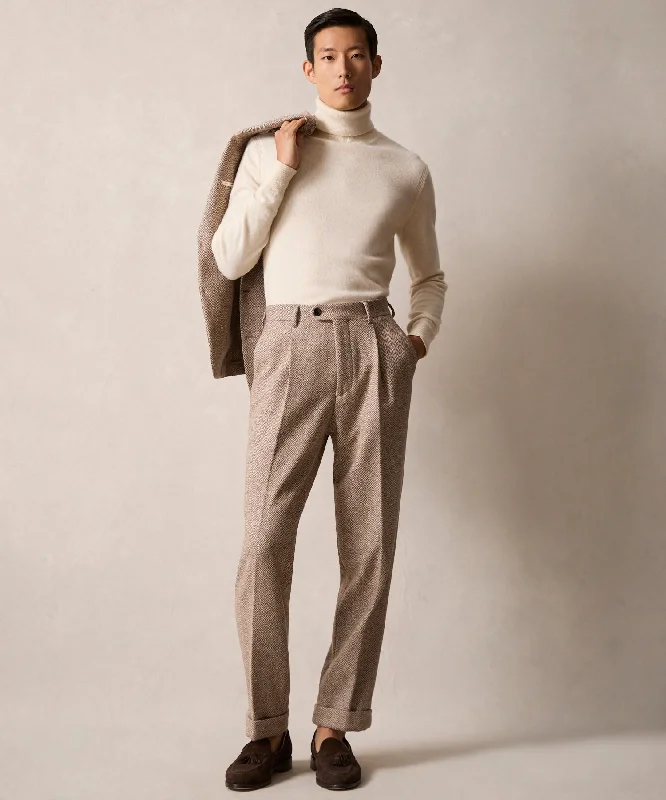 best winter coats for women’s fashion -Italian Donegal Madison Trouser in Tan Herringbone