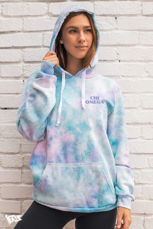 trendy summer dresses for women -Chi Omega Digi-Tie Dye Hoodie