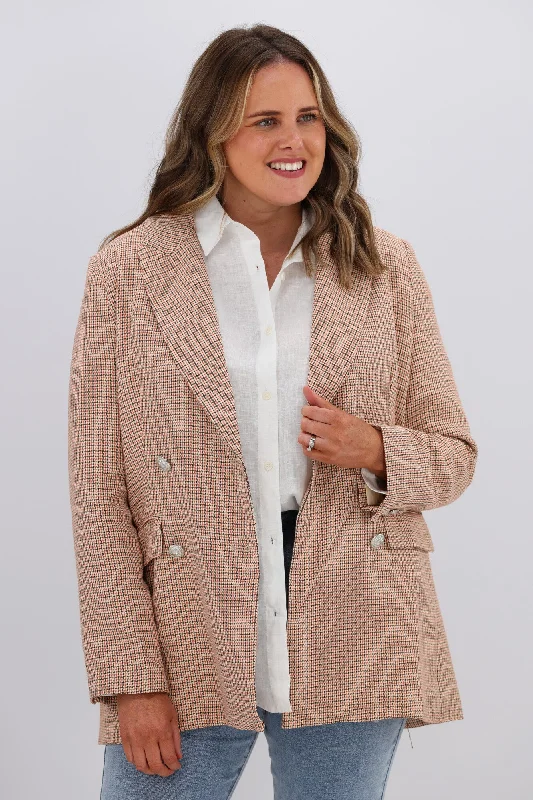 stylish women’s blazers for professional looks -Leoni Boyfriend Blazer Beige Check