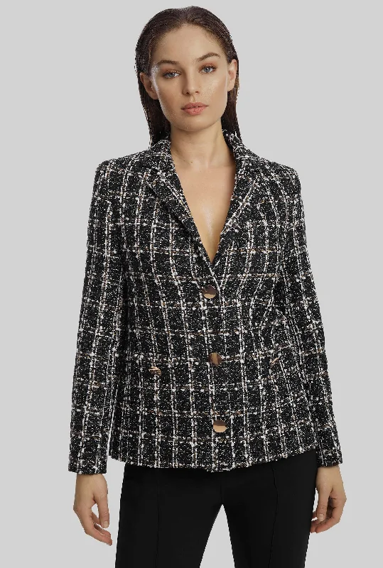 fashionable outerwear for women’s cold weather -Pocket Detail Tweed Jacket