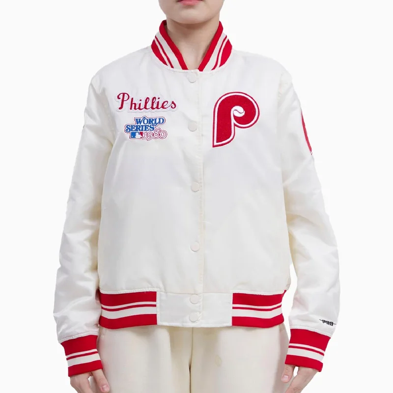 best women’s clothing for spring events -Women's Philadelphia Phillies MLB Rib Satin Jacket