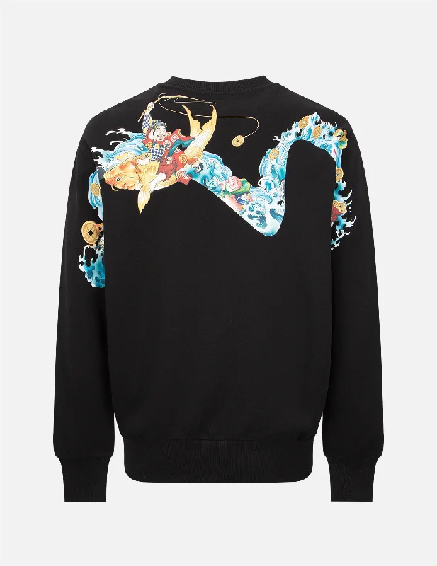 affordable dresses for women’s wedding events -“The God of Fortune Riding Waves” 3D Daicock Print Sweatshirt