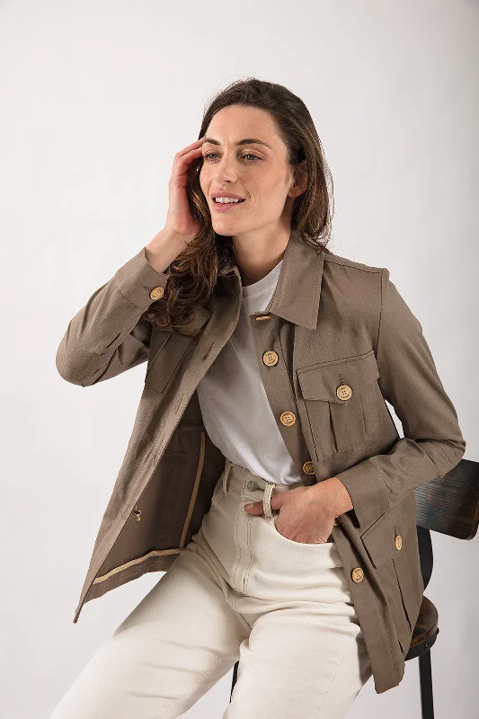 stylish women’s outerwear for winter days -Tracker Jacket in Khaki