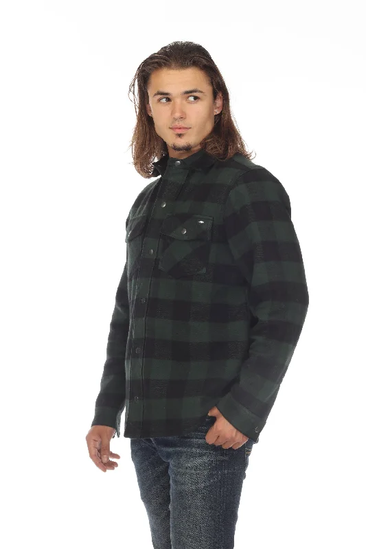 comfortable loungewear for women -VANS Green/Black Plaid Armstrong Reversible Flannel Chore Coat Jacket VN0A5KLOHNB