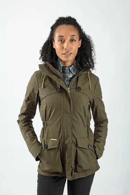 unique jackets for women’s evening wear -Wax Parka in Military Green