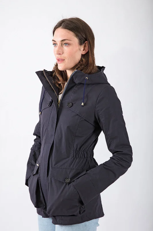 best clothing for women’s formal events -Wax Parka in Navy