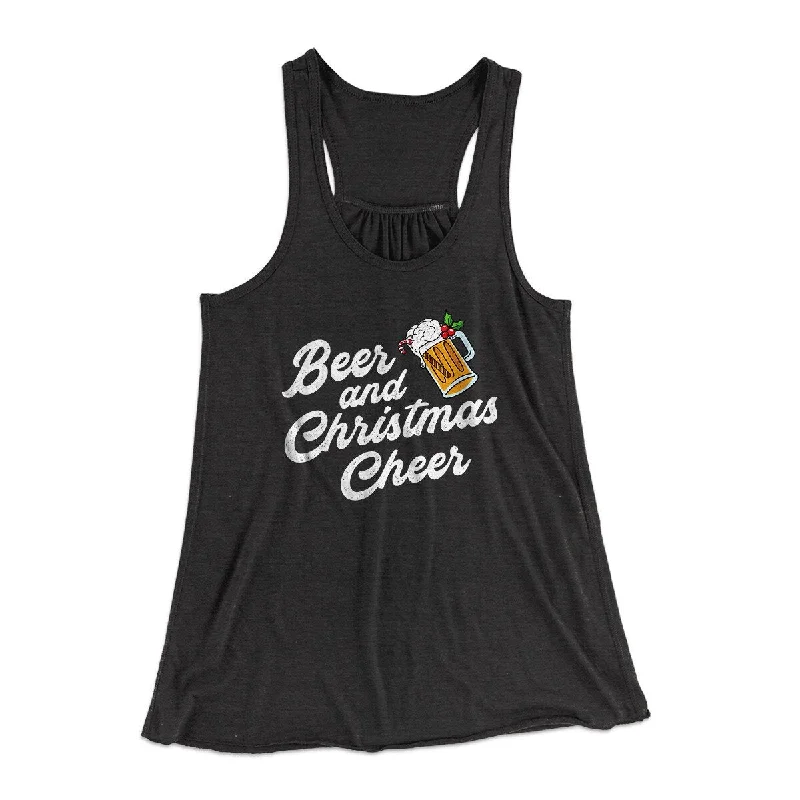 trendy jumpsuits for women’s casual style -Beer And Christmas Cheer Women's Flowey Racerback Tank Top