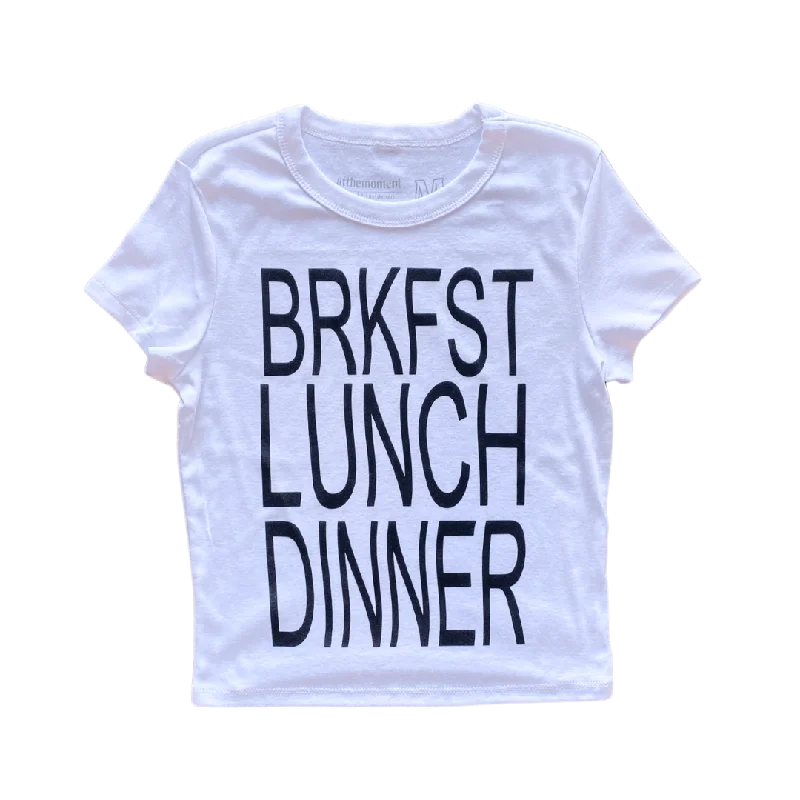 best women’s clothes for professional wear -BRKFST LUNCH DINNER Text Women's Baby Rib