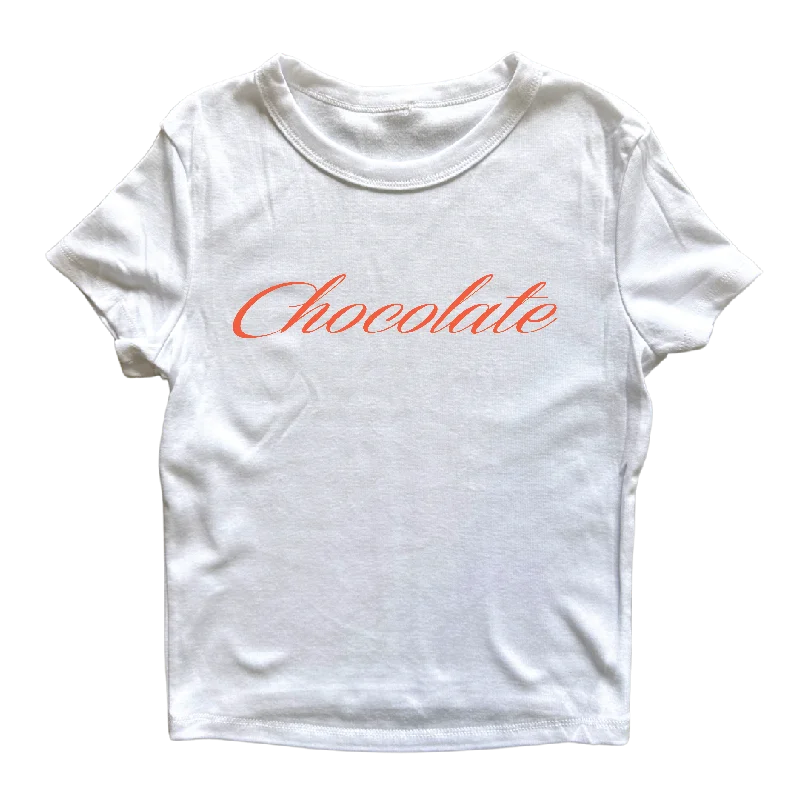 trendy clothing for women’s evening outfits -Chocolate Text v2 Women's Baby Rib