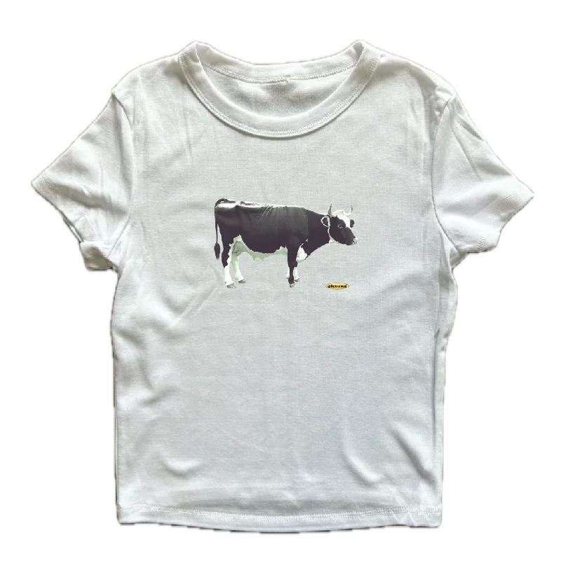 chic clothing for women’s evening gatherings -Cow Women's Baby Rib