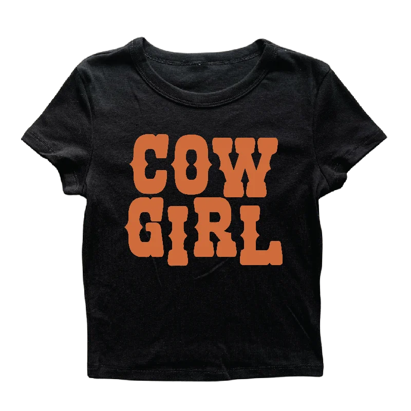 affordable summer clothing for women -Cowgirl Text Women's Baby Rib