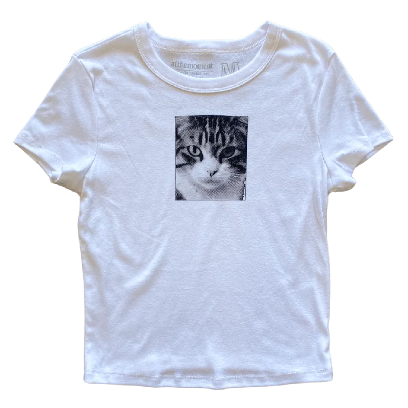 unique women’s clothing for stylish looks -Framed Black and White Cat Women's Baby Rib