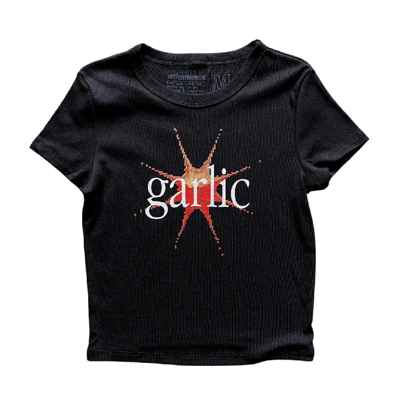 stylish women’s shirts for daily wear -Garlic Text Women's Baby Rib