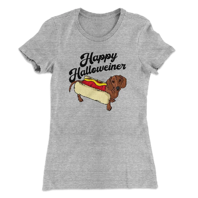 elegant dresses for women’s evening outings -Happy Hallowiener Women's T-Shirt