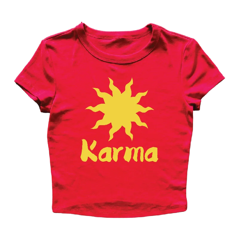 trendy skirts for women’s casual wear -Karma Text Women's Baby Rib