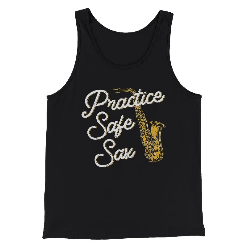 chic women’s jackets for casual looks -Practice Safe Sax Men/Unisex Tank Top