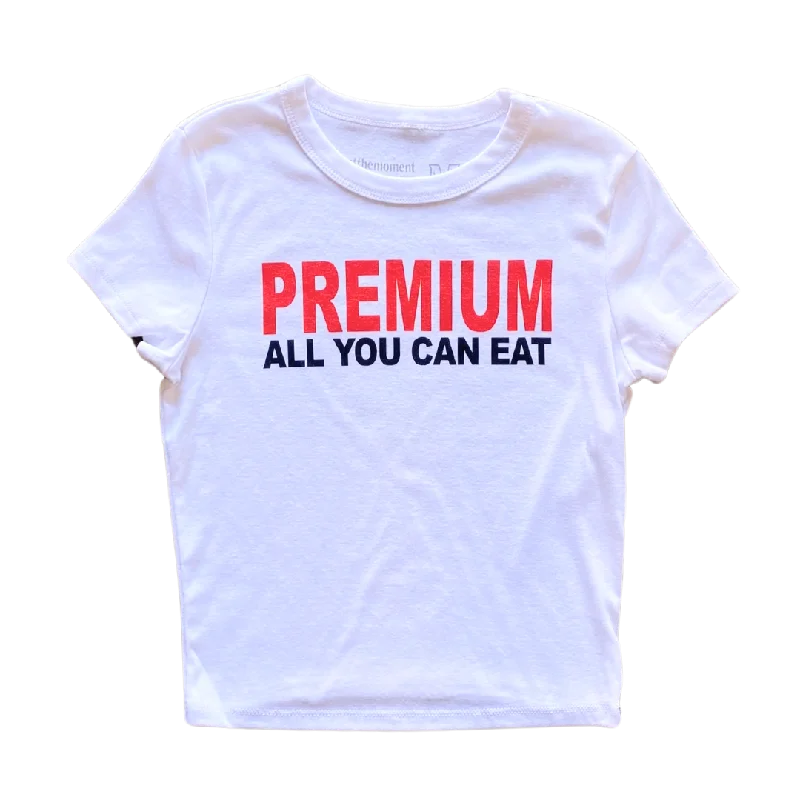 affordable dresses for women’s wedding events -Premium All You Can Eat Text Women's Baby Rib