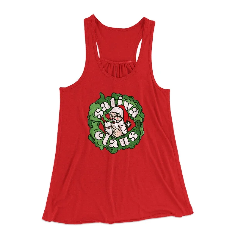 comfortable office outfits for women -Sativa Claus Women's Flowey Racerback Tank Top