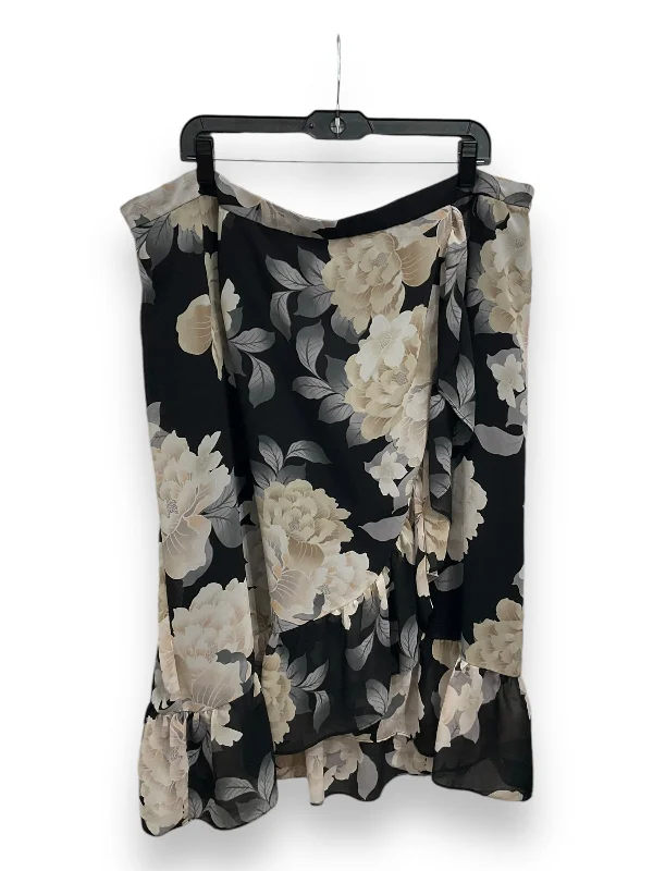 stylish women’s outerwear for winter days -Skirt Midi By Calvin Klein In Floral Print, Size: 1x