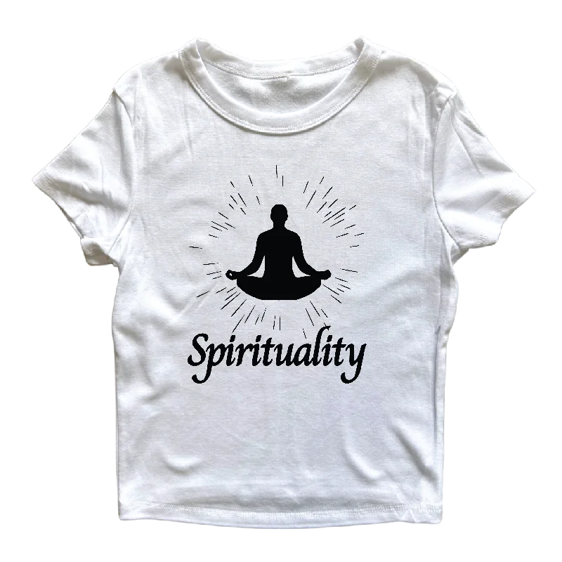 chic outerwear for women’s casual wear -Spirituality Text Women's Baby Rib