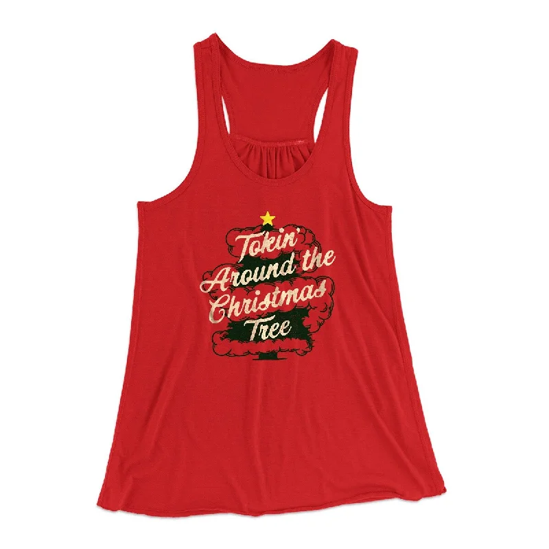 comfortable women’s dresses for everyday use -Tokin Around The Christmas Tree Women's Flowey Racerback Tank Top