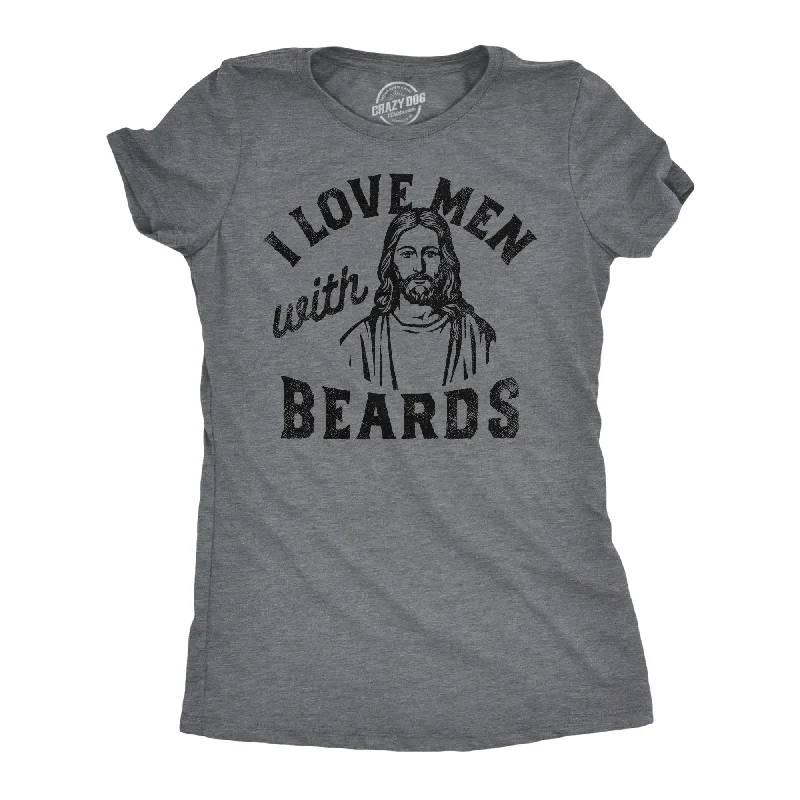 unique sweaters for women’s fall outfits -Womens Funny T Shirts I Love Men With Beards Sarcastic Jesus Tee For Ladies