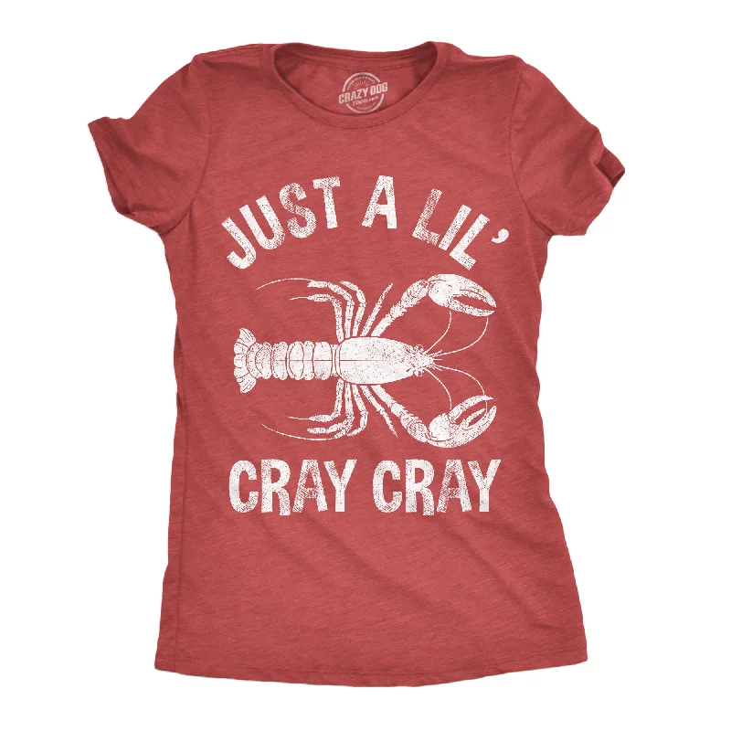 stylish women’s pants for business meetings -Womens Funny T Shirts Just A Lil Cray Cray Sarcastic Crayfish Graphic Novelty Tee For Ladies