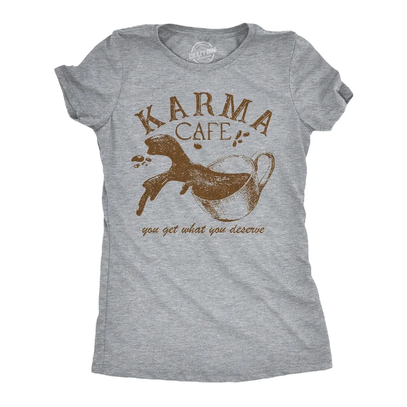 unique sweaters for women’s fall outfits -Womens Funny T Shirts Karma Cafe Sarcastic Coffee Graphic Tee For Ladies