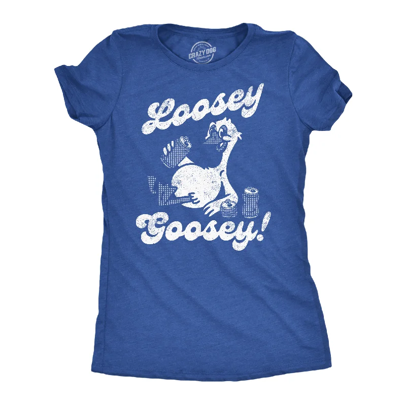 comfortable women’s dresses for everyday use -Womens Funny T Shirts Loosey Goosey Sarcastic Drinking Tee For Ladies