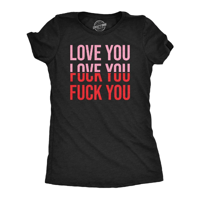 trendy tops for women’s casual wear -Womens Funny T Shirts Love You Fuck You Valentines Day Graphic Tee For Ladies