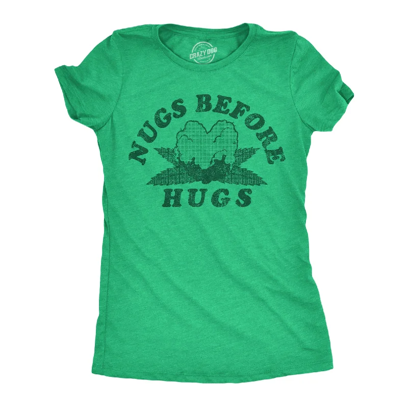 stylish women’s shirts for daily wear -Womens Funny T Shirts Nugs Before Hugs Sarcastic 420 Tee For Ladies