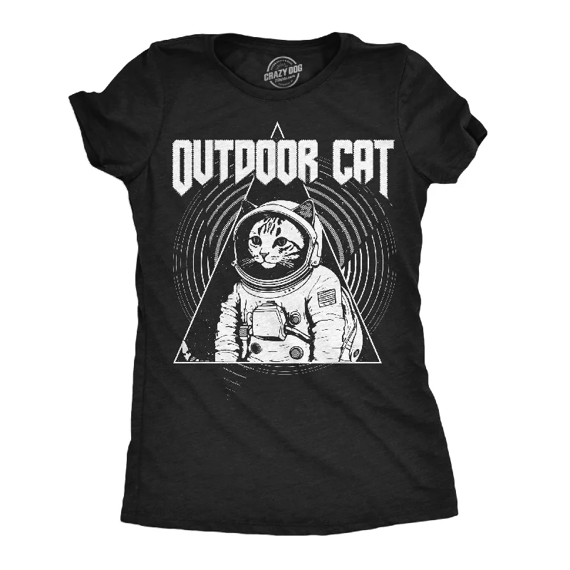 elegant clothing for women’s night outs -Womens Funny T Shirts Outdoor Cat Sarcastic Space Graphic Tee For Ladies