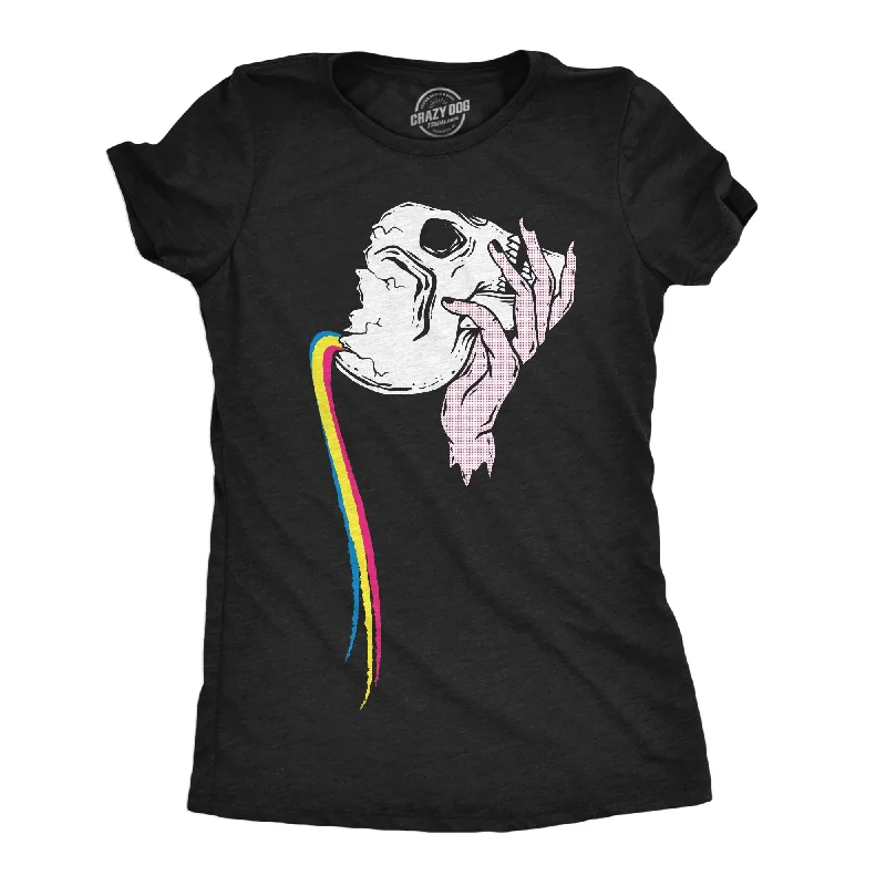 affordable dresses for women’s wedding events -Womens Funny T Shirts Pouring Rainbow Skull Cool Graphic Tee For Ladies