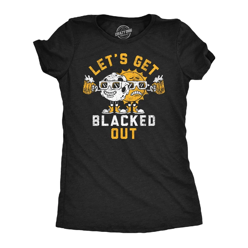 fashionable skirts for women’s summer outfits -Womens Lets Get Blacked Out Funny Solar Eclipse Party Graphic Tee For Ladies