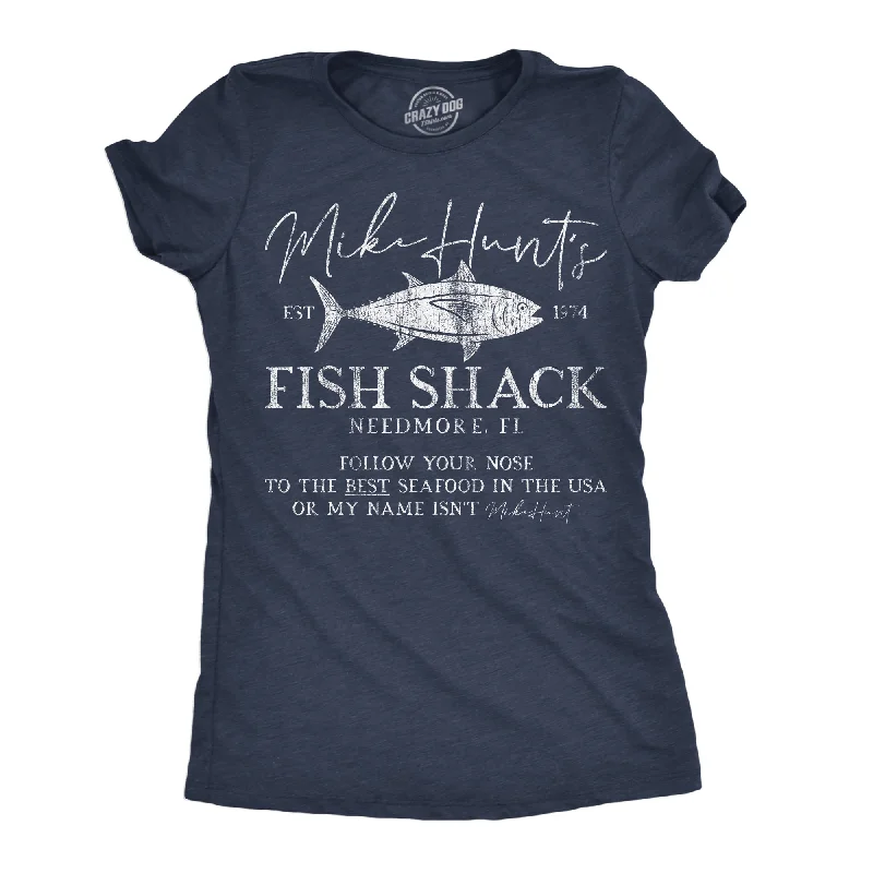 chic dresses for women’s brunch outfits -Womens Mike Hunts Fish Shack Funny T Shirts Sarcastic Adult Novelty Tee