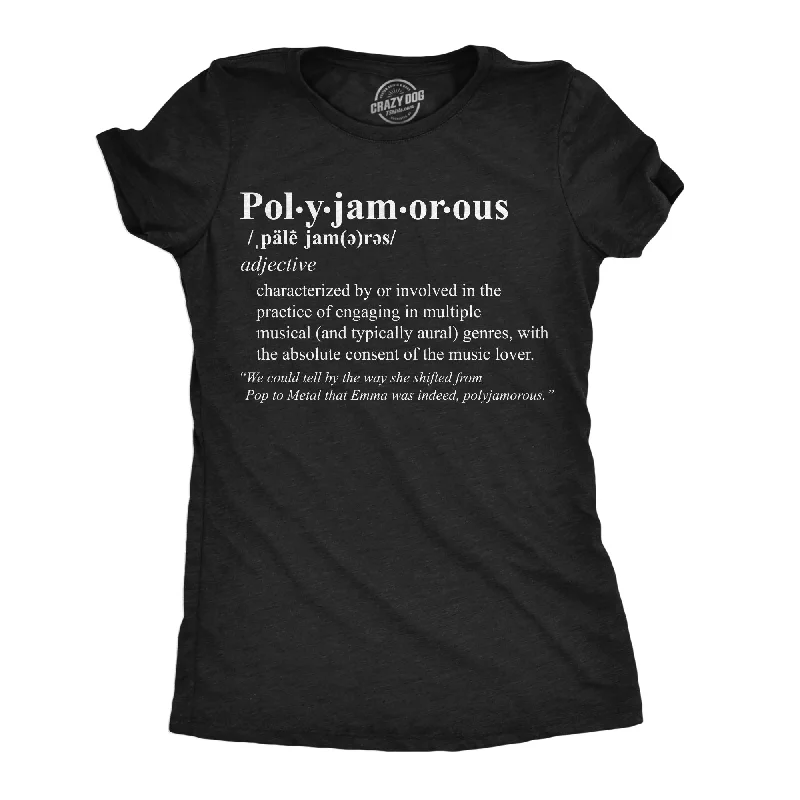 trendy women’s blouses for business attire -Womens Polyjamorous Definition Funny T Shirts Sarcastic Music Tee For Ladies