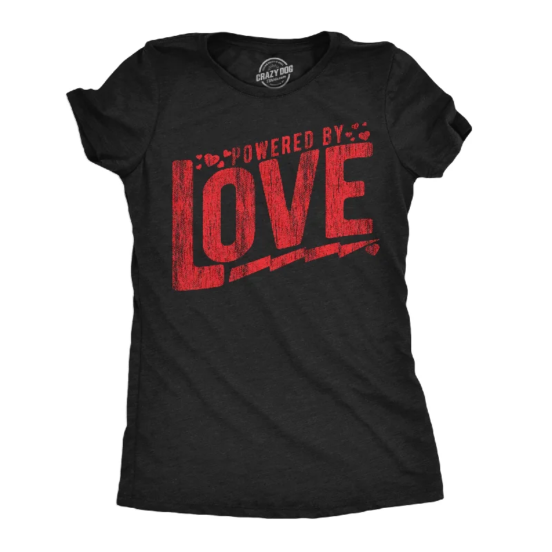 fashionable skirts for women’s spring looks -Womens Powered By Love Funny T Shirts Cute Valentines Day Graphic Tee For Ladies