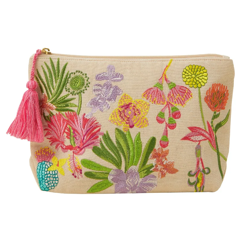 lightweight handbags for women on the go -Accessorize London Women's Cream Floral Canvas Washbag