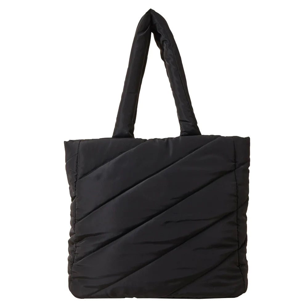 best bags for women’s professional settings -Accessorize London Women's Recycled Nylon Balck Quilted Shopper Bag