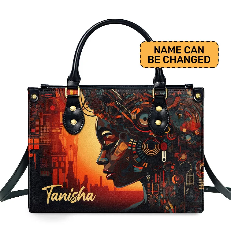 practical bags for women’s shopping days -Afrofuturism04 - Personalized Leather Handbag SB114