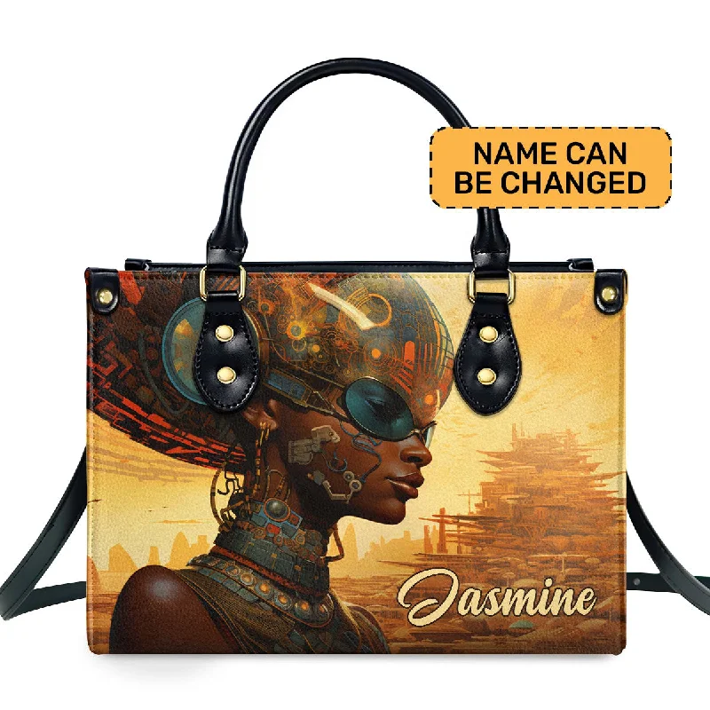 functional and stylish handbags for women -Afrofuturism05 - Personalized Leather Handbag SB115