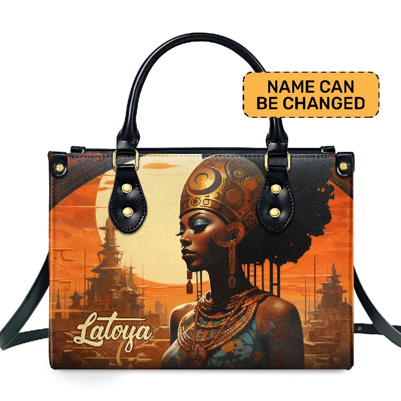 fashionable bags for women’s travel wardrobe -Afrofuturism08 - Personalized Leather Handbag SB118