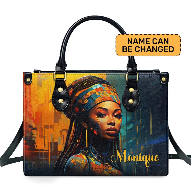 fashionable handbags for women’s nightwear -Afrofuturism09 - Personalized Leather Handbag SB121