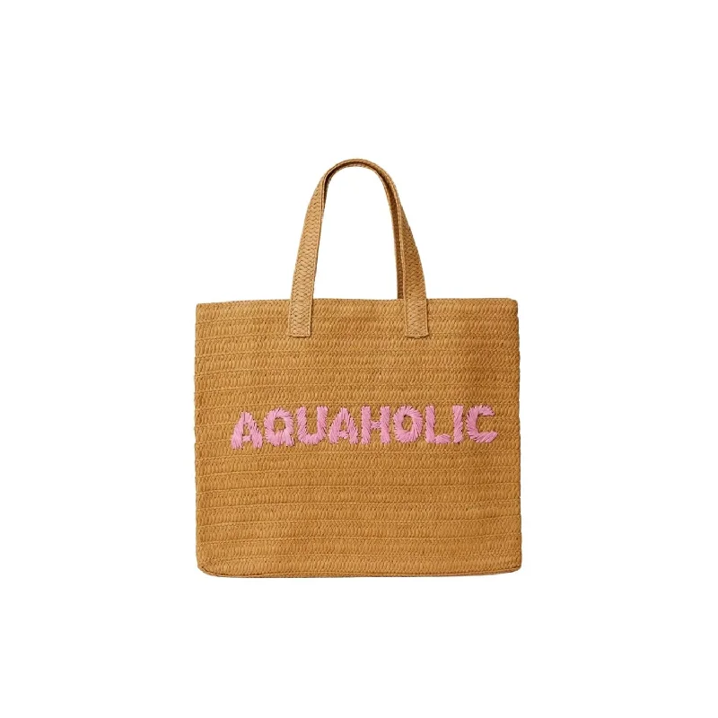 chic women’s bags with metal accents -Aquaholic Beach Tote Bag In Sand/pink