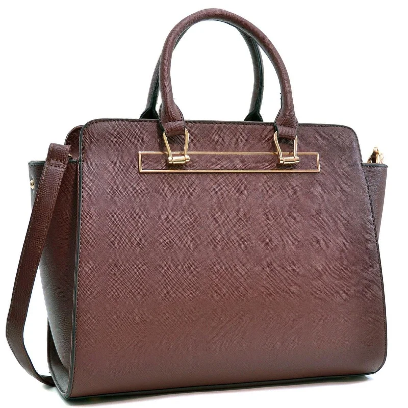 best women’s bags for work outfits -Dasein Faux Saffiano Leather Winged Satchel with Shoulder Strap