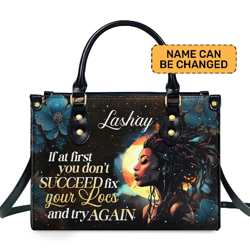 modern handbags for trendy women -Fix Your Locs - Personalized Leather Hand Bag STB92