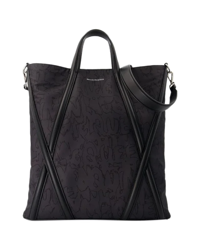 practical handbags for women’s errands -Harness Shopper Bag - Alexander McQueen - Nylon - Black