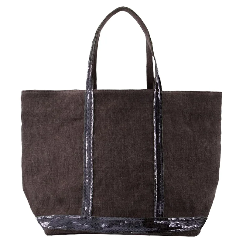 trendy women’s handbags for night outs -L Shopper Bag - Vanessa Bruno - Linen - Black