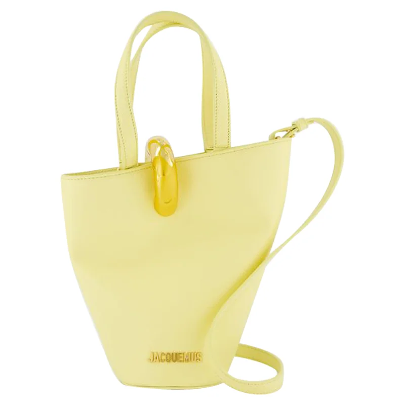 stylish handbags for women’s afternoon tea -Le Petit Bambola Shopper Bag - Jacquemus - Leather - Pale Yellow