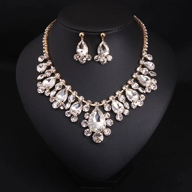 versatile shoulder bags for women -Luxy Moon Crystal Necklace Wedding Jewelry Sets